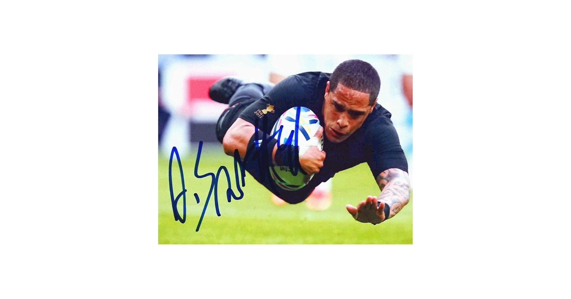 アーロン・スミス直筆サイン入り2Lサイズ写真…ニュージーランド