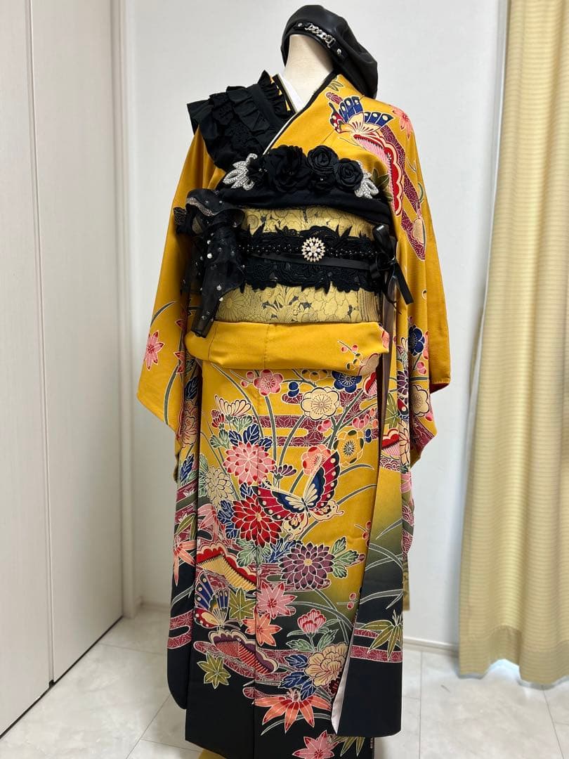 振袖フルセット　からし色系　イエロー系　モモ 楽天市場】【2/2 20:00〜2/11 23:59まで最大2,000円OFFクーポン